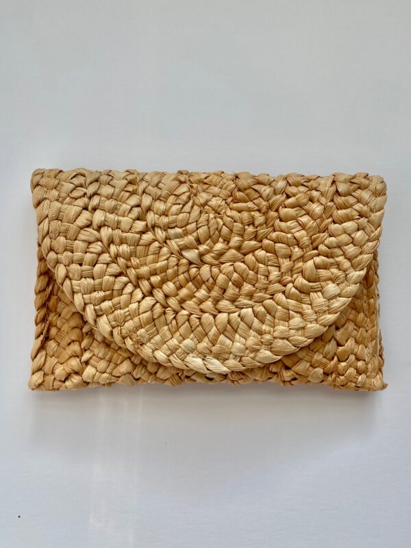 Sally Sells What Straw Clutch Front