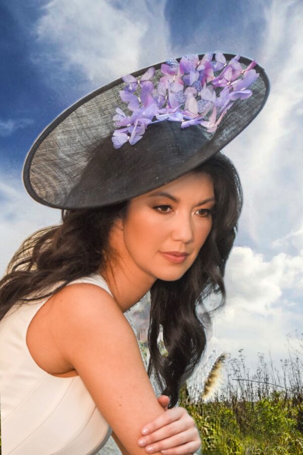 big black fascinatobig black fascinator with butterflies