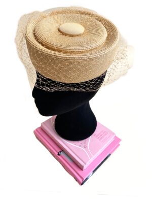 vintage round straw fascinator